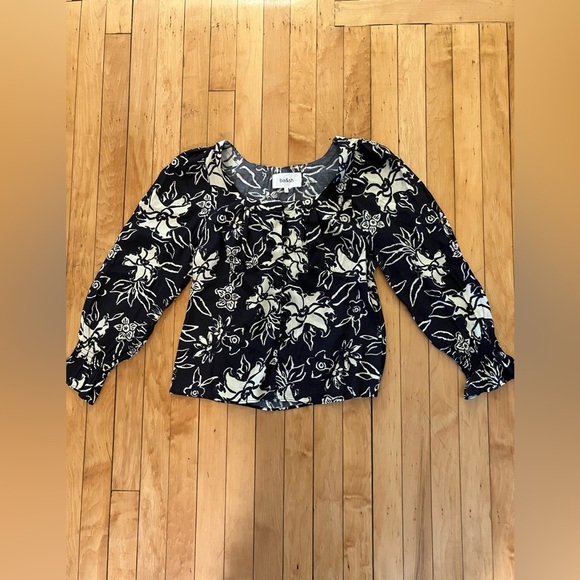 ba&sh Sessee Noir Black Floral Blouse - Picture 2 of 11
